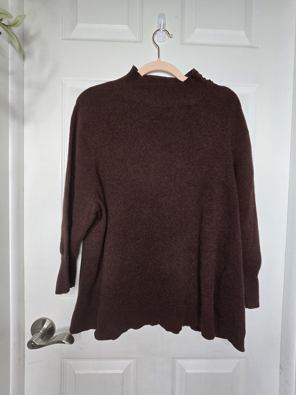 Coldwater Creek Brown Cotton Wool Blend Mock Neck Sweater Plus Size 1X Cozy